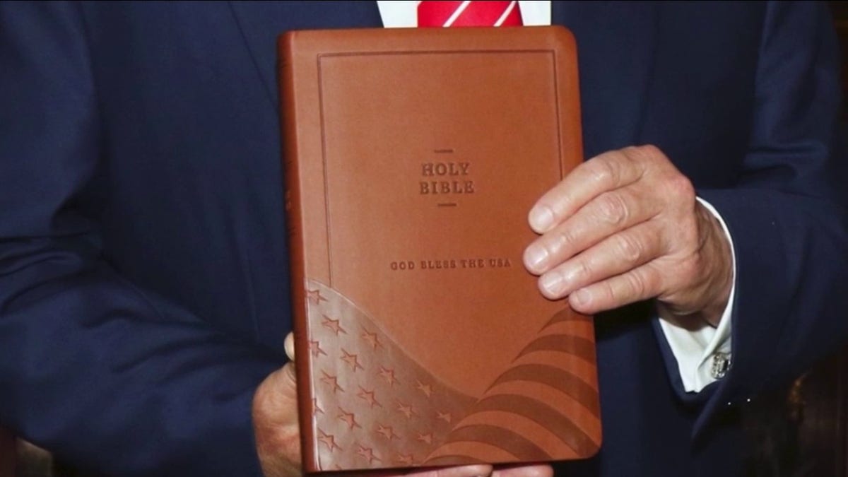 Close-up of the Trump bible