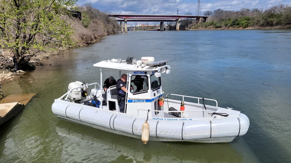 MNPD boat searching for Riley Strain in the Cumberland River