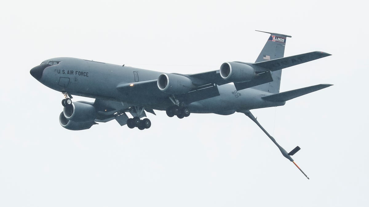 KC-135 Stratotanker shows refueling connector.