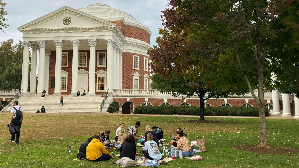 The University of Virginia campus is seen on October 12, 2022 in Charlottesville, Virginia. 