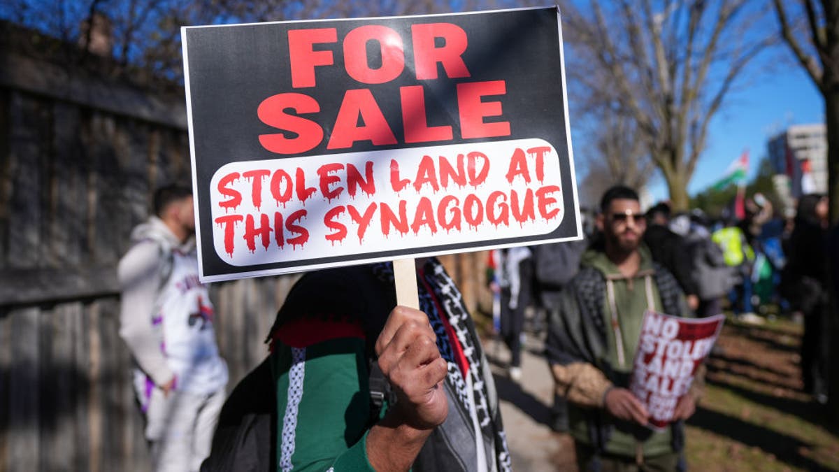 Palestinian protesters outside Synagogue in Toronto, Canada.