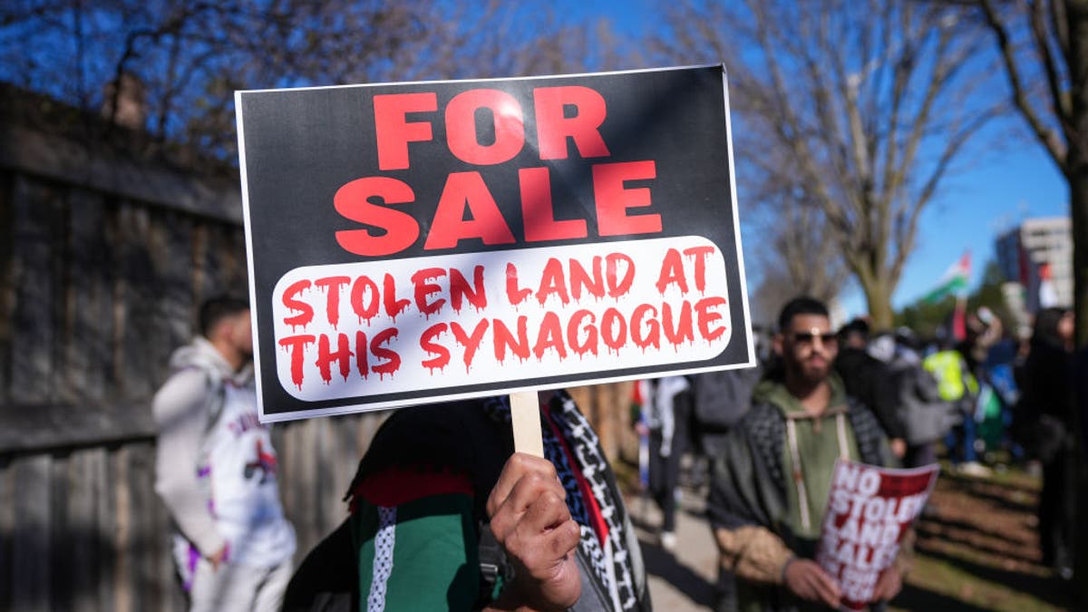 Palestinian protesters outside Synagogue in Toronto, Canada.