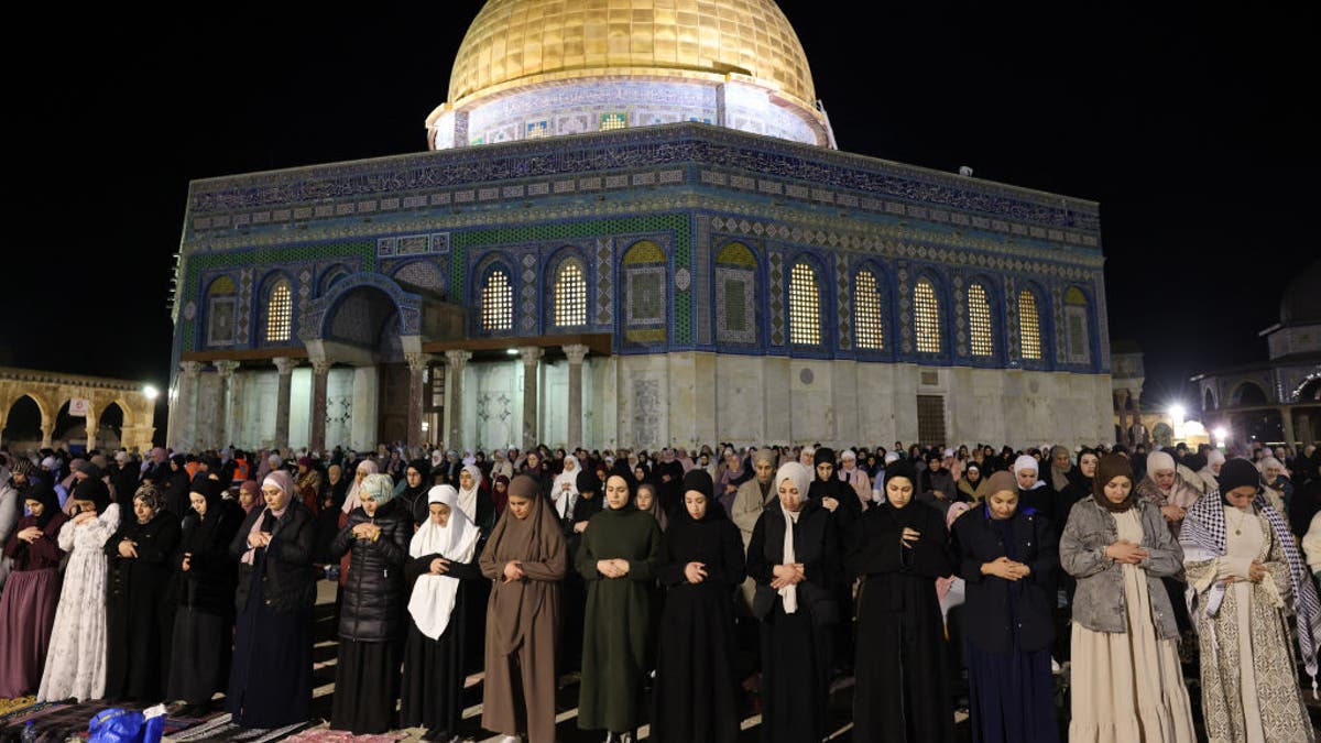 Muslims pray at Dome of the Rock