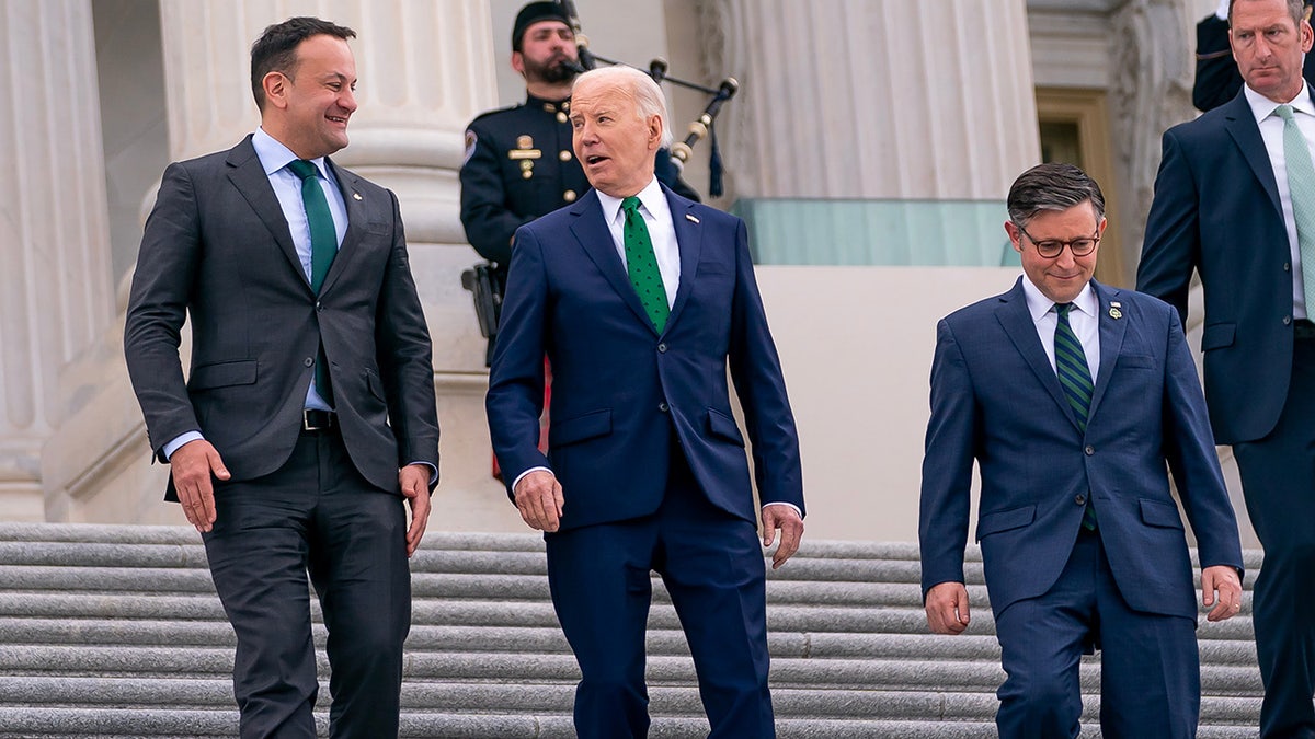 Varadkar, Biden and Johnson on steps of the Capitol