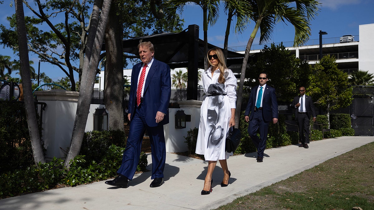 Melania Trump Trump walking in Florida