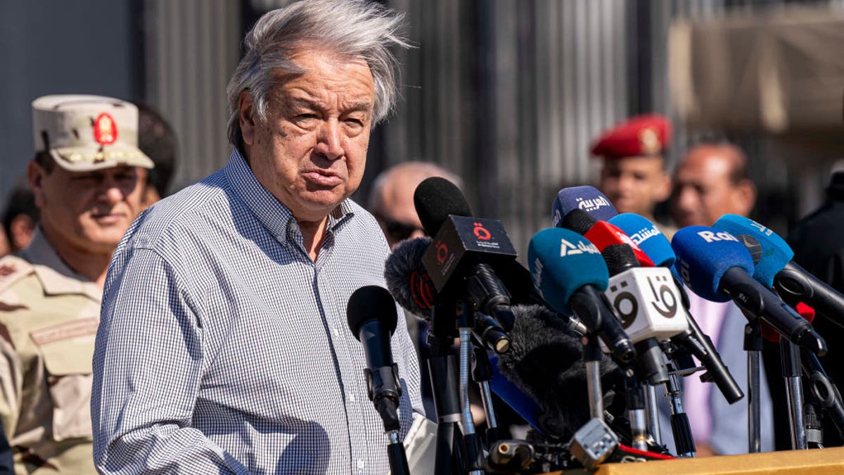 UN Secretary General Antonio Guterres visits the Rafah crossing in Egypt.