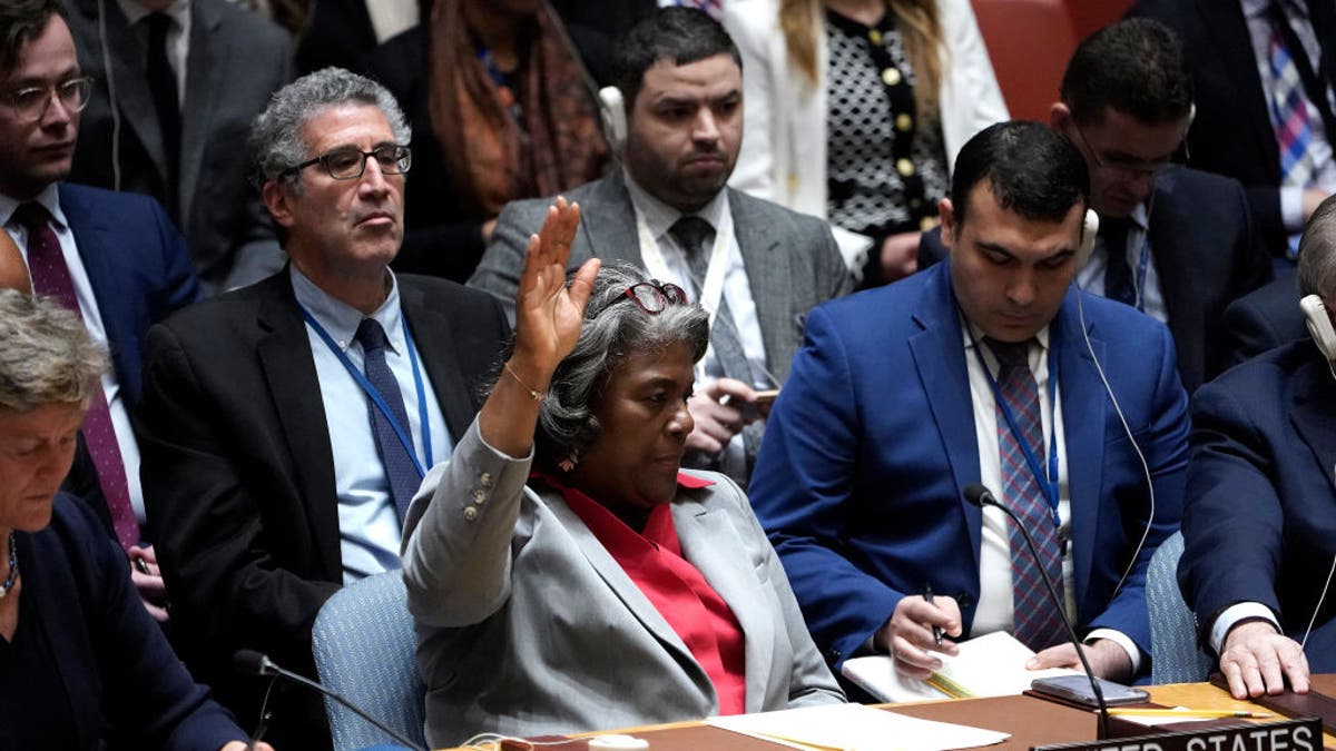 Veleposlanica USUN-a Linda Thomas Greenfield glasa na sastanku Vijeća sigurnosti o Gazi.