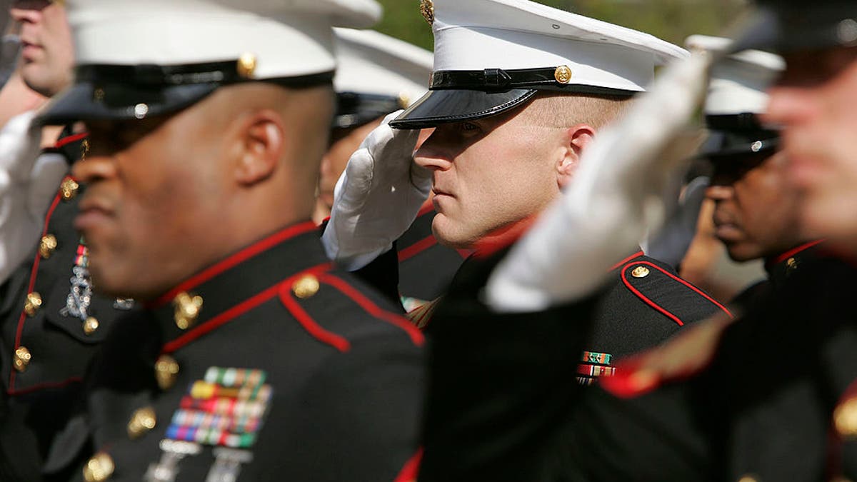 Members of the Marines salute