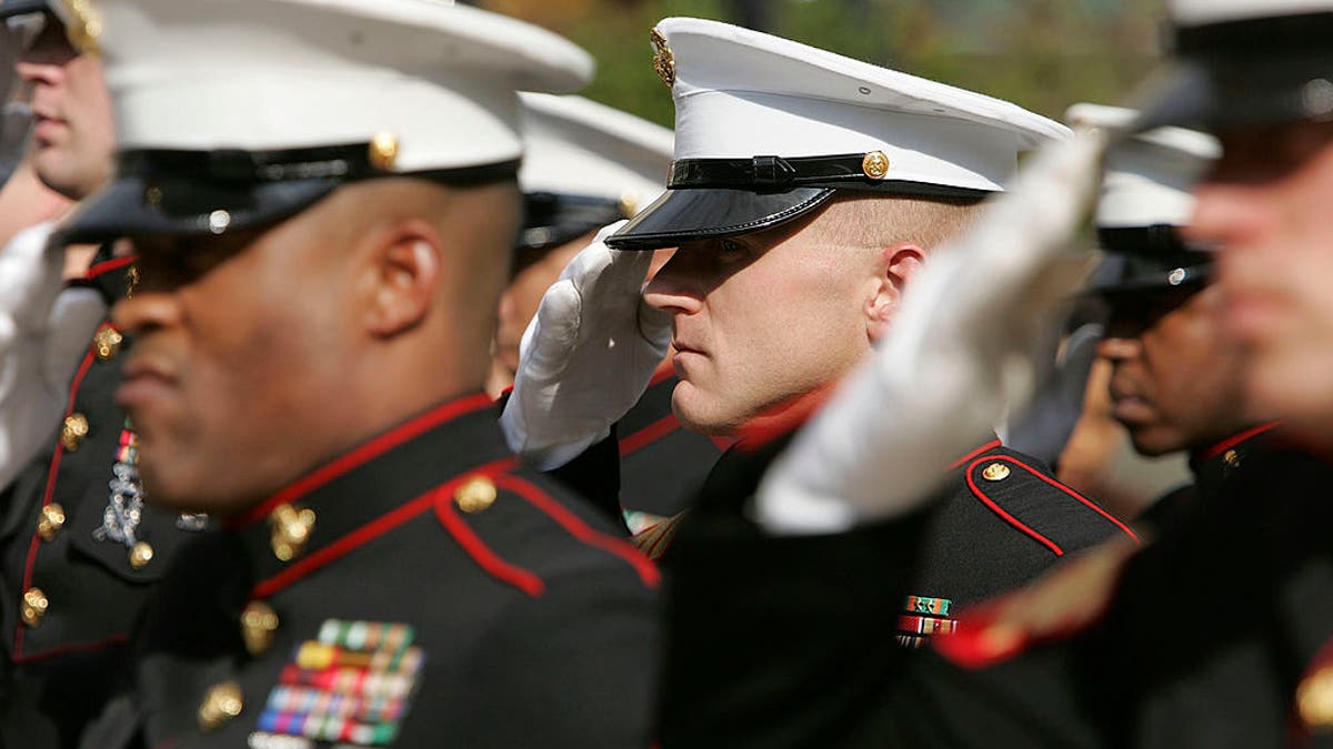 Members of the Marines salute