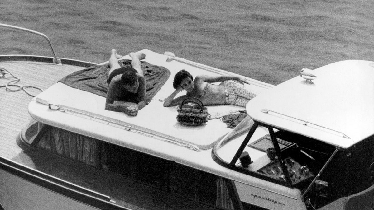 Elizabeth Taylor and Richard Burton on their private yacht