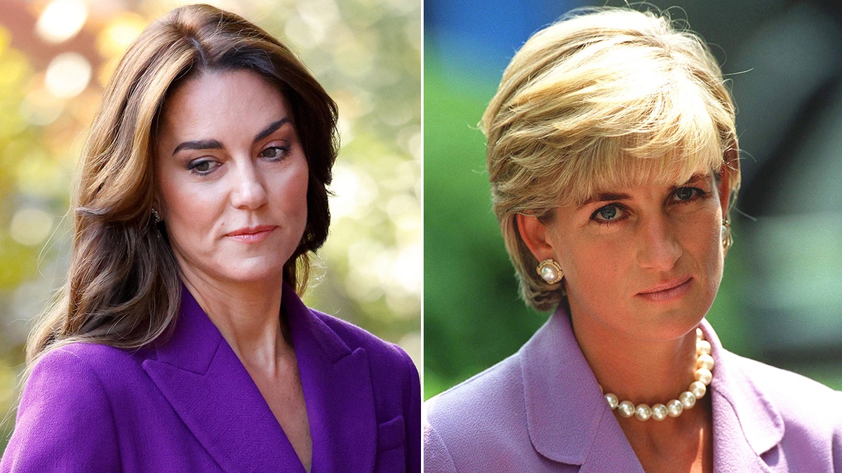 A split side by side photo of Kate Middleton and Princess Diana