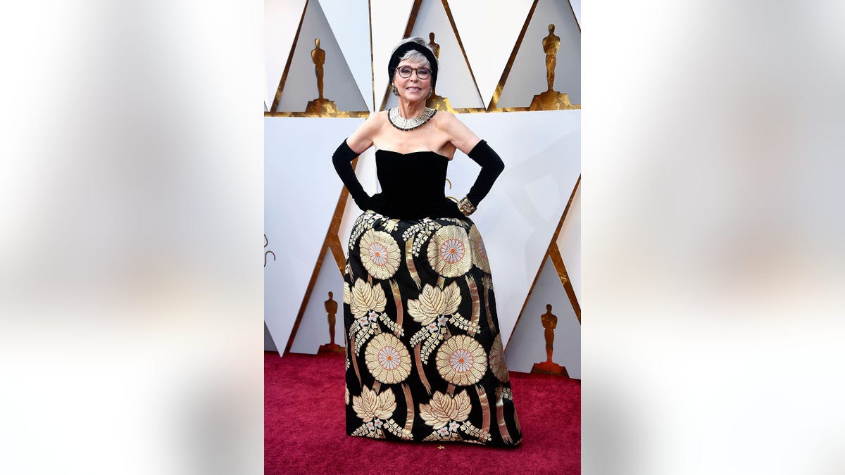 Rita Moreno on the red carpet posing before the Oscars