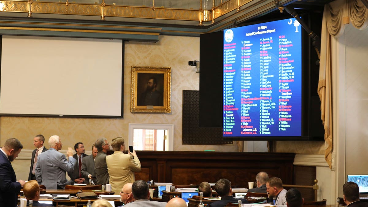 South Carolina House members watch the voting board