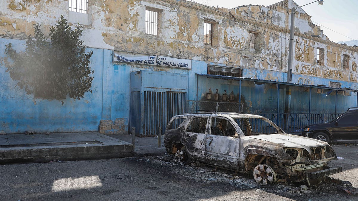 Haiti burned car