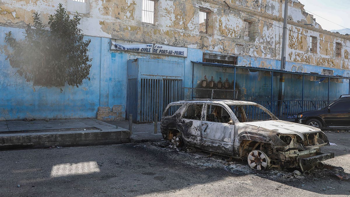 Haiti burned car