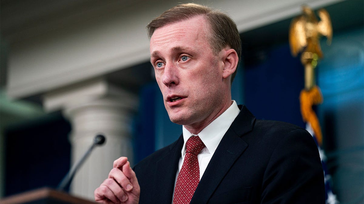 Jake Sullivan, US national security adviser, speaks during a news conference in the James S. Brady Press Briefing Room at the White House in Washington, DC, US, on Monday, March 18, 2024.