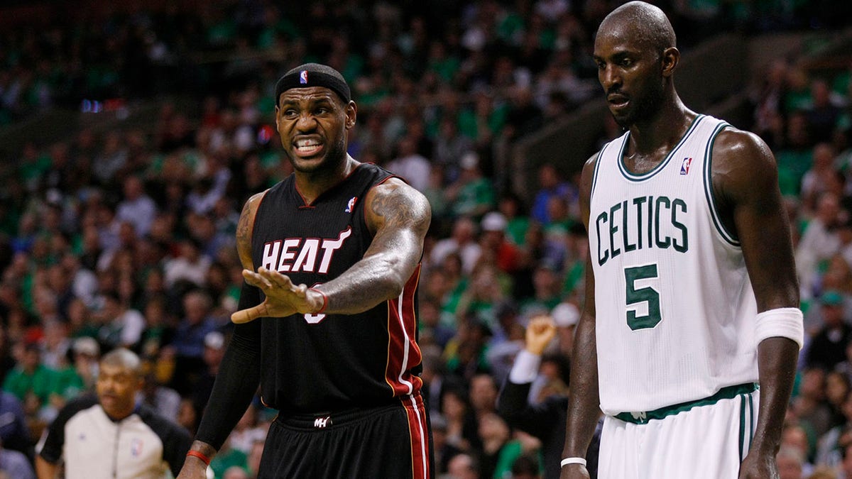 LeBron James and Kevin Garnett during a game