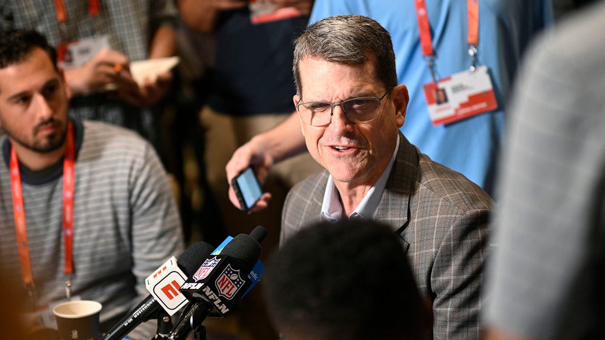 Jim Harbaugh at the NFL annual meeting