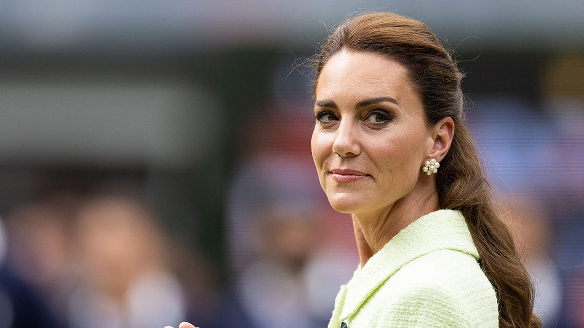 Profile of Kate Middleton at a sporting event