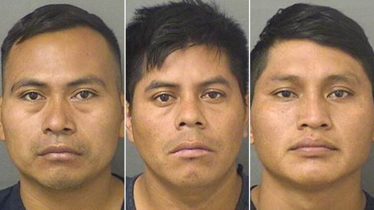 From left to right, Marcos Felipe Ramirez, Darinel Ordonez Jimenez and Andres Felipe Morales were arrested in Palm Beach County, Florida.