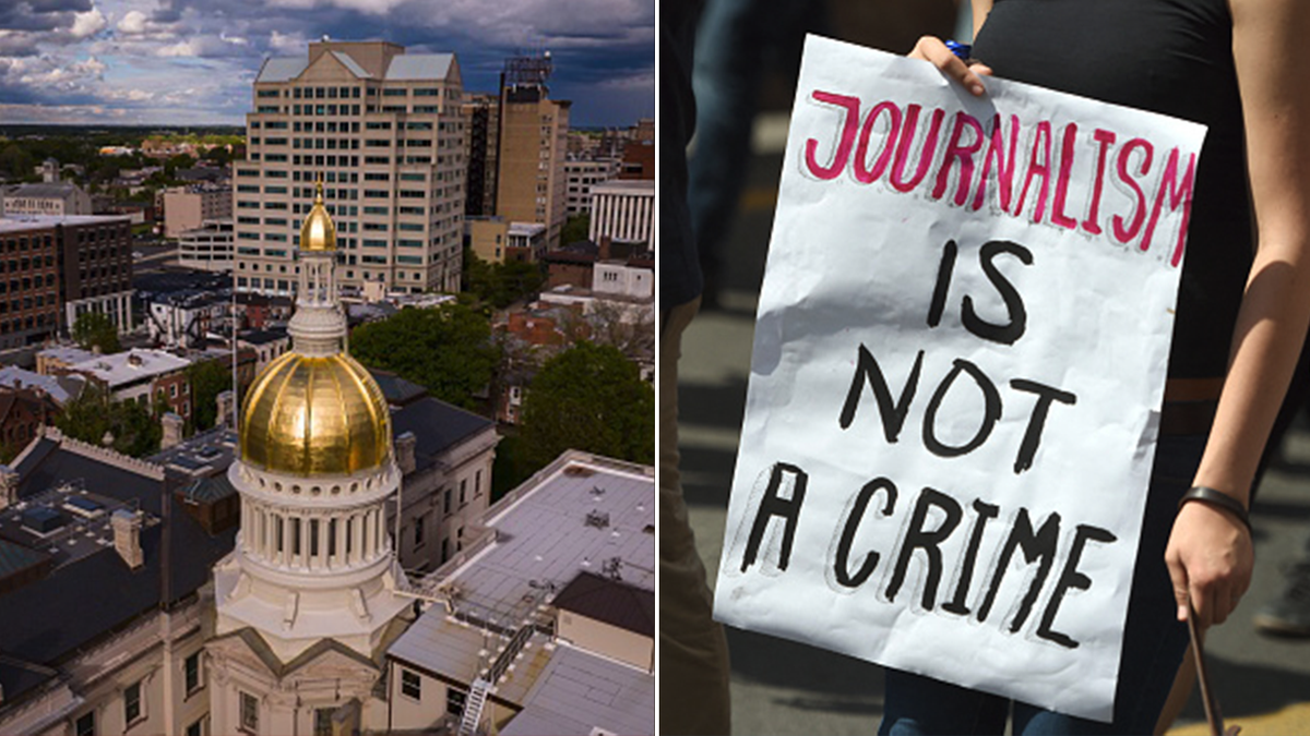 New Jersey and journalism demonstration split image
