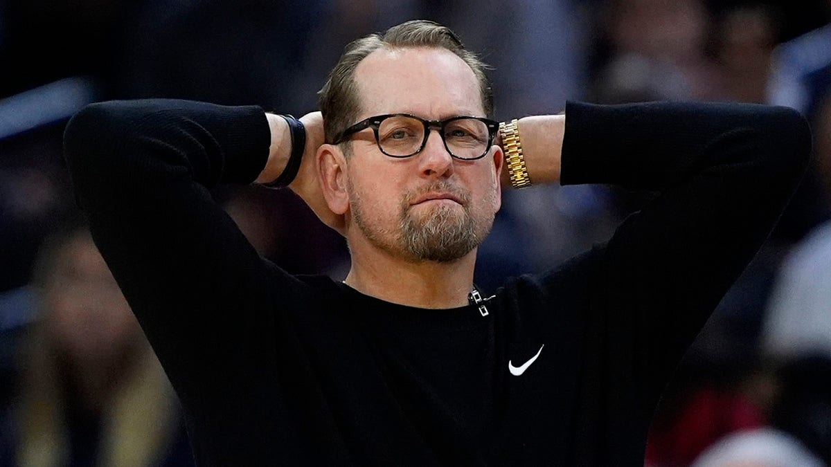 Nick Nurse reacts to a call