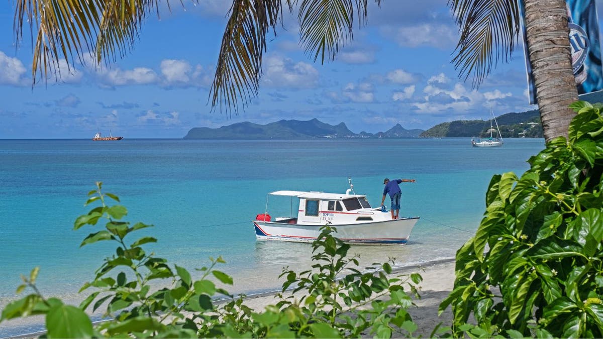 fishing boat anchored at Paradise Beach on Carriacou