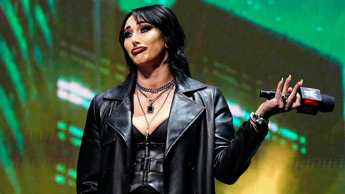 Rhea Ripley, WWE Women's World Champion, greets the fans and the press during the WWE WrestleMania XL Kickoff on Feb. 8, 2024, at T-Mobile Arena in Las Vegas.