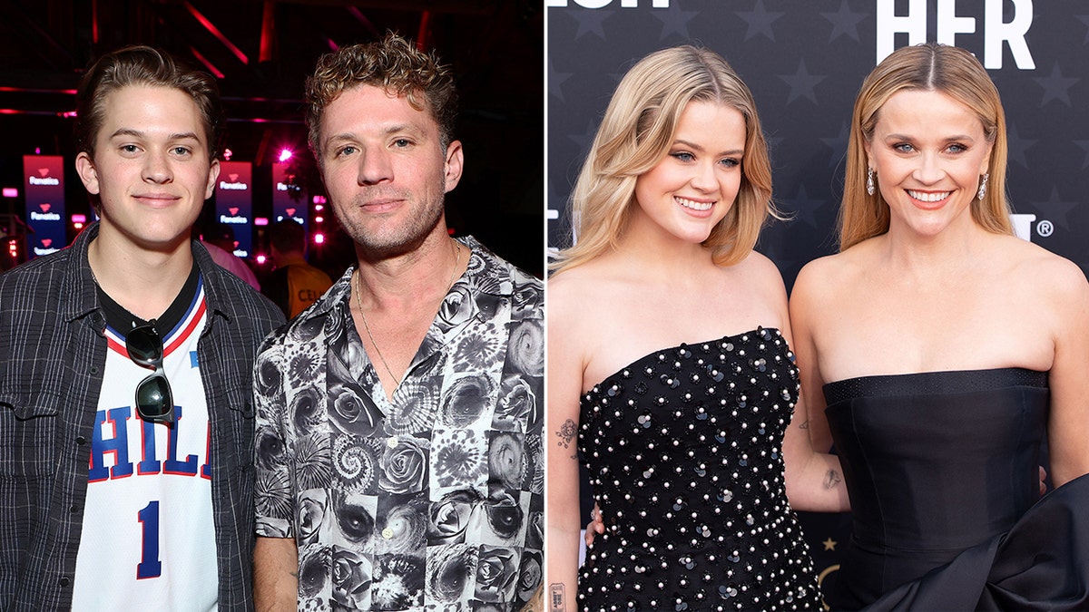Ryan Phillippe e Reese Witherspoon com os filhos