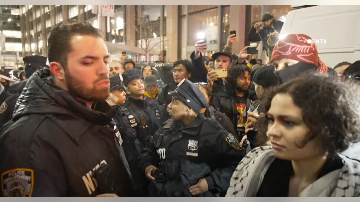 NYPD officers at protest