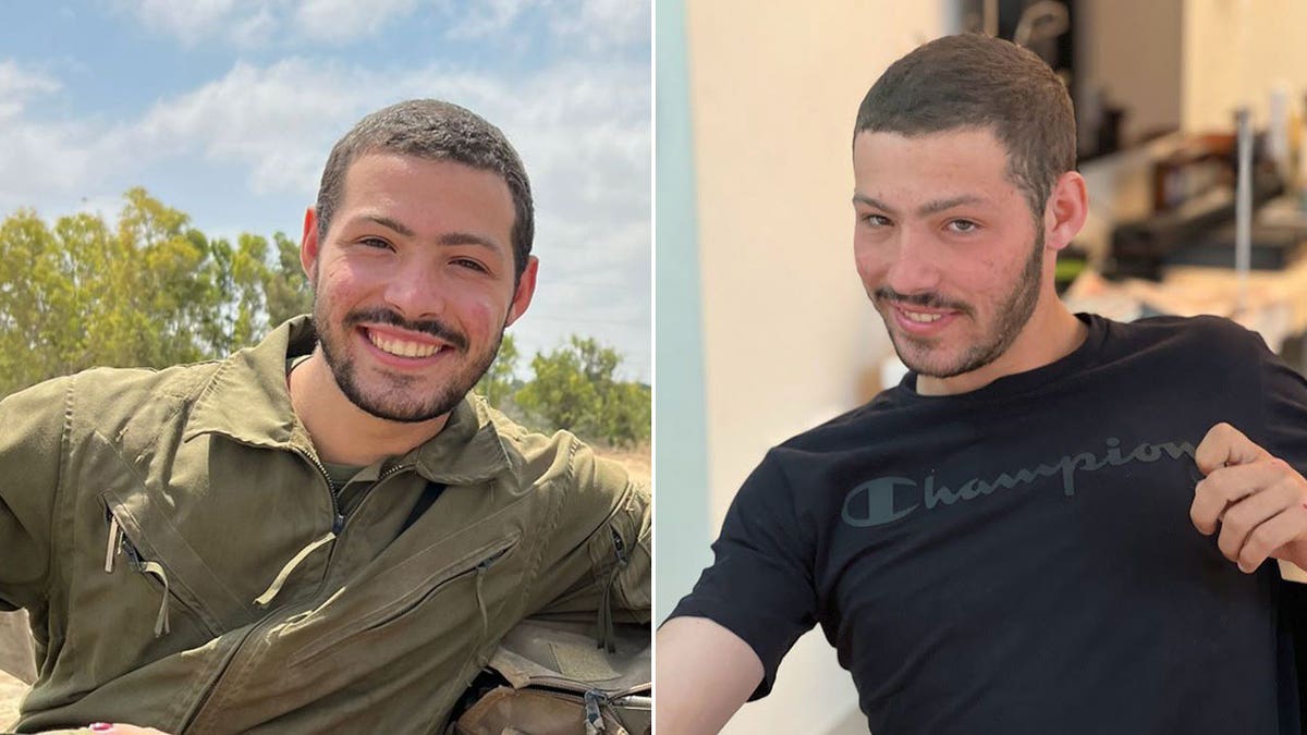 Sergeant Itay Chen two photos side by side showing him smiling