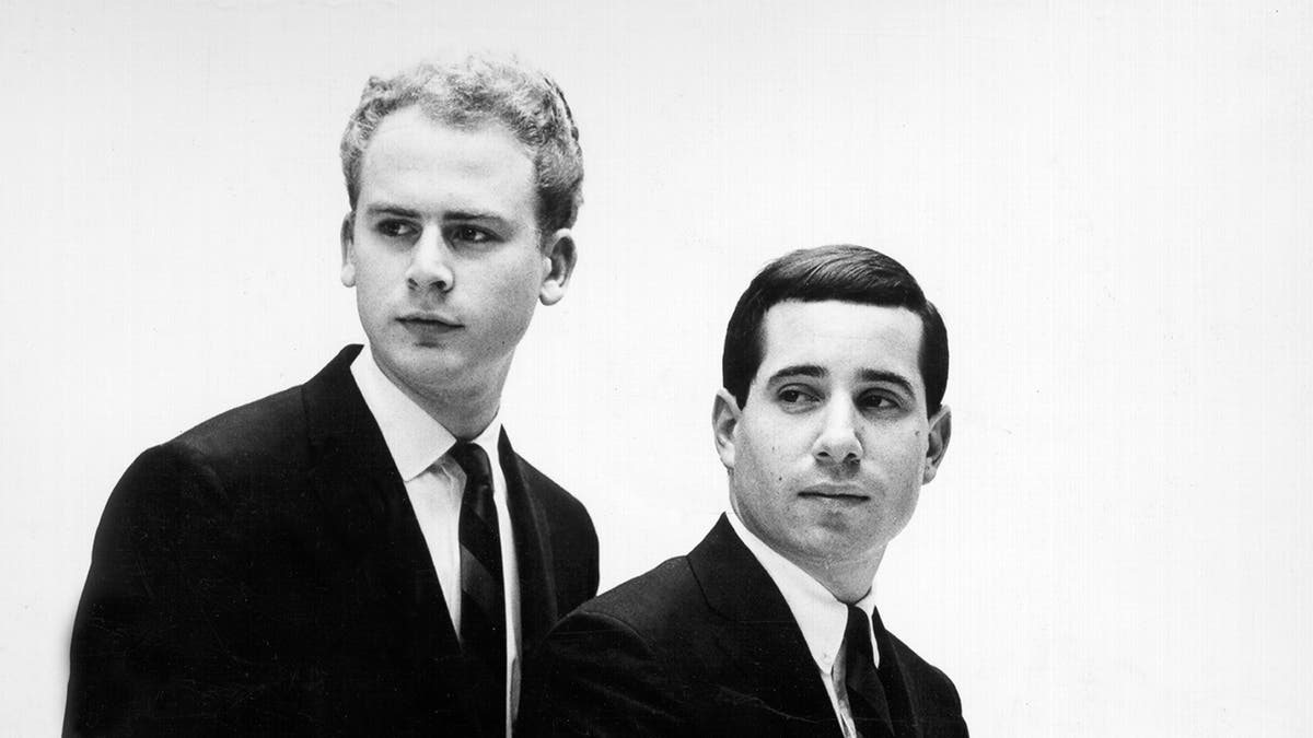 Black and white portrait of Art Garfunkel and Paul Simon as Simon & Garfunkel