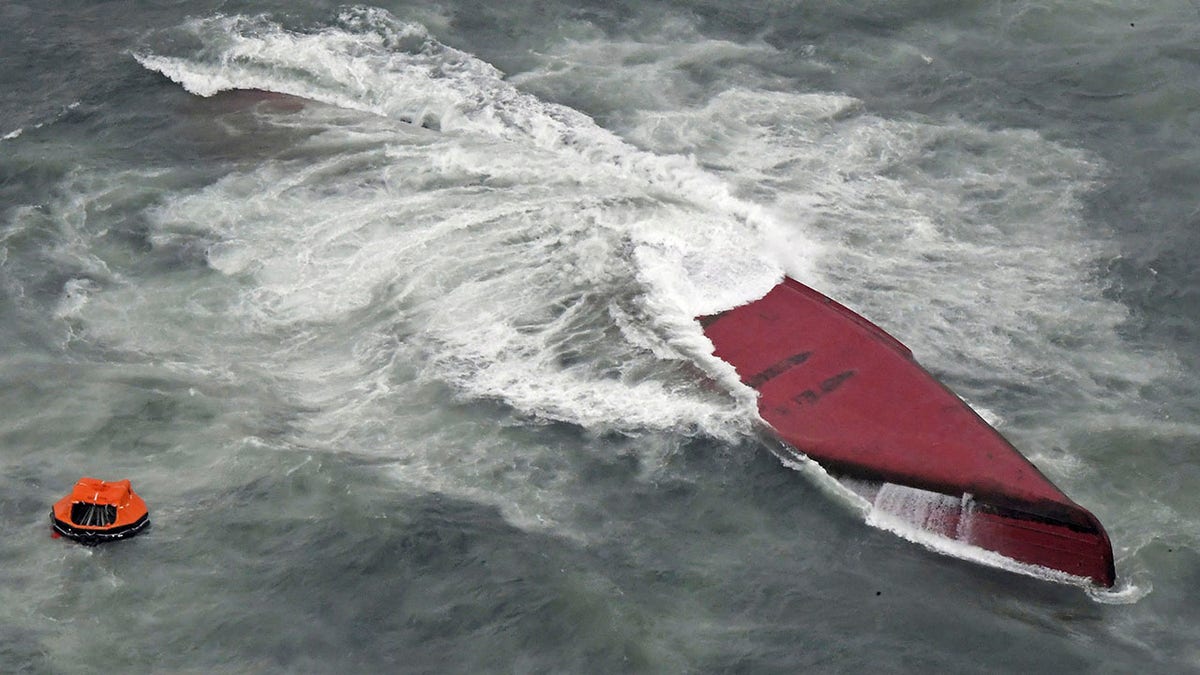 South Korea tanker flipped over in water