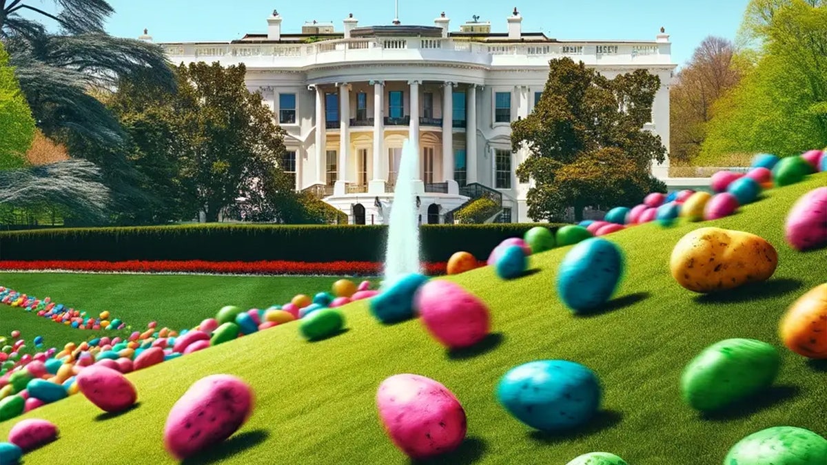 White House with colored potatoes