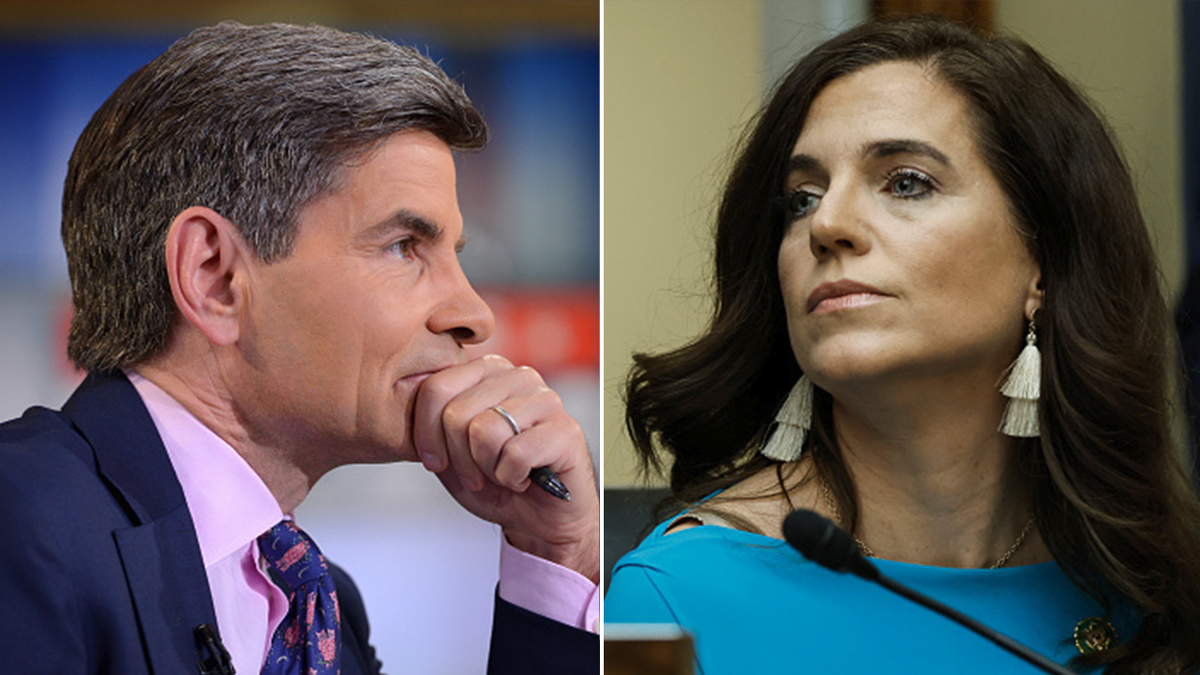 George Stephanopoulos and Nancy Mace split image