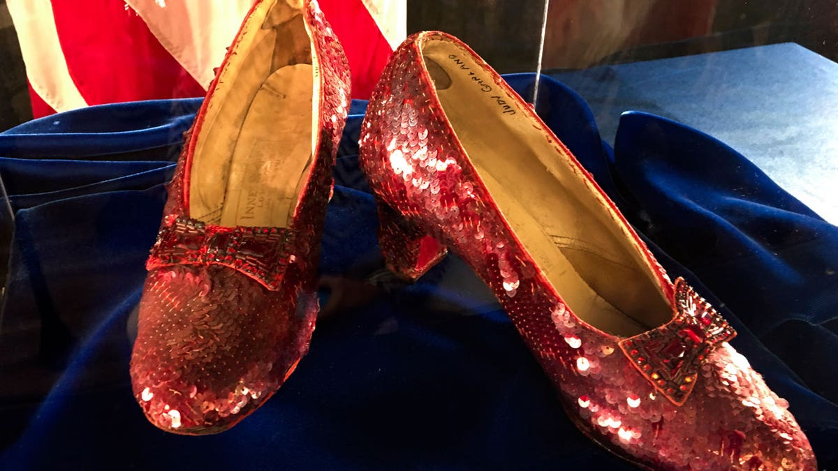 Ruby slippers once worn by Judy Garland in the "The Wizard of Oz"