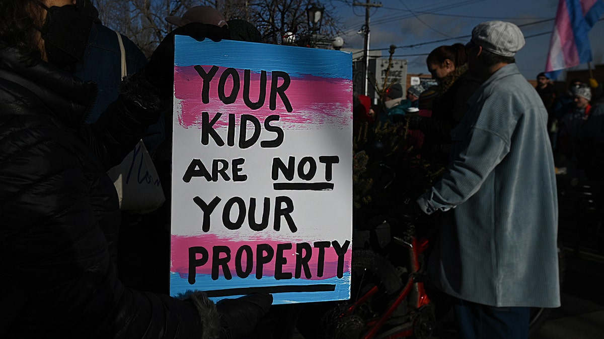 A sign at a Trans rights rally