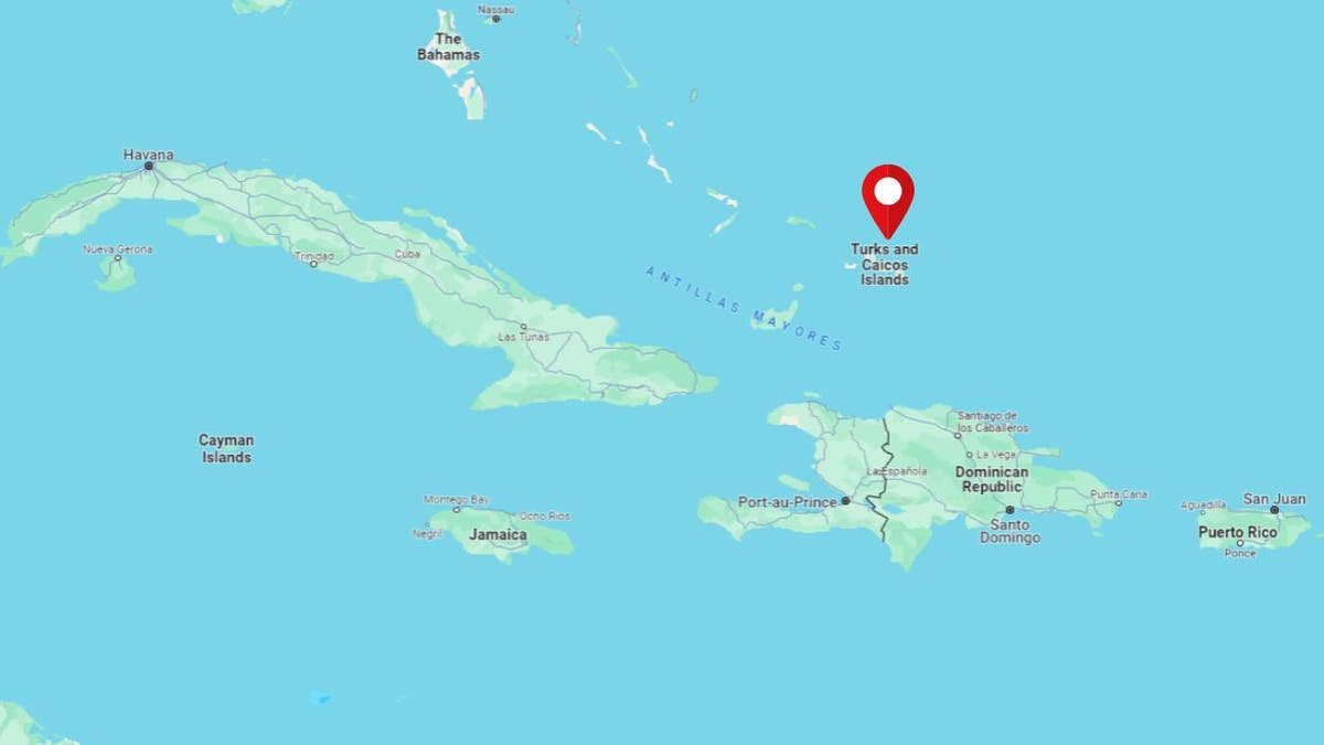 Una imagen de Google Maps que señala las Islas Turcas y Caicos