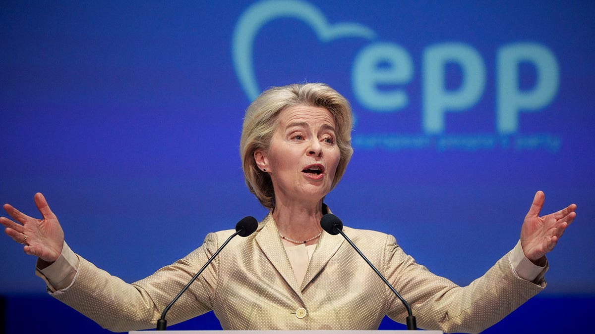 Ursula von der Leyen speaking at an event