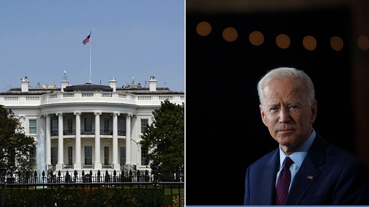White House and Joe Biden split image