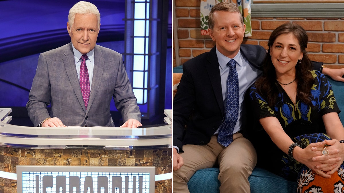 Alex Trebek, Ken Jennings and Mayim Bialik split