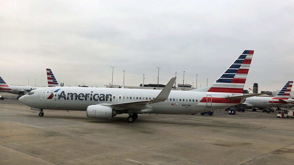 American Airlines plane at Charlotte International Airport in North Carolina