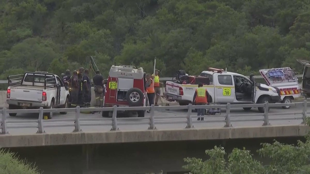 Vehículos de emergencia en el puente.