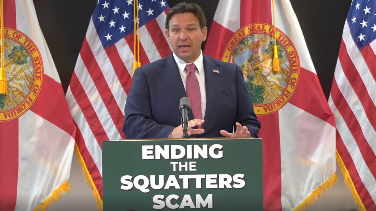 Florida Gov. Ron DeSantis discussing squatter bill