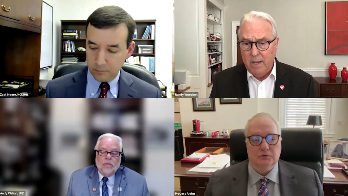 Chancellor Randy Woodson speaks during a webinar with epidemiologists Dr. Zach Moore, of the North Carolina Department of Health and Human Services (NCDHHS), and Dr. Andy Olshan, of the University of North Carolina (UNC)-Chapel Hill