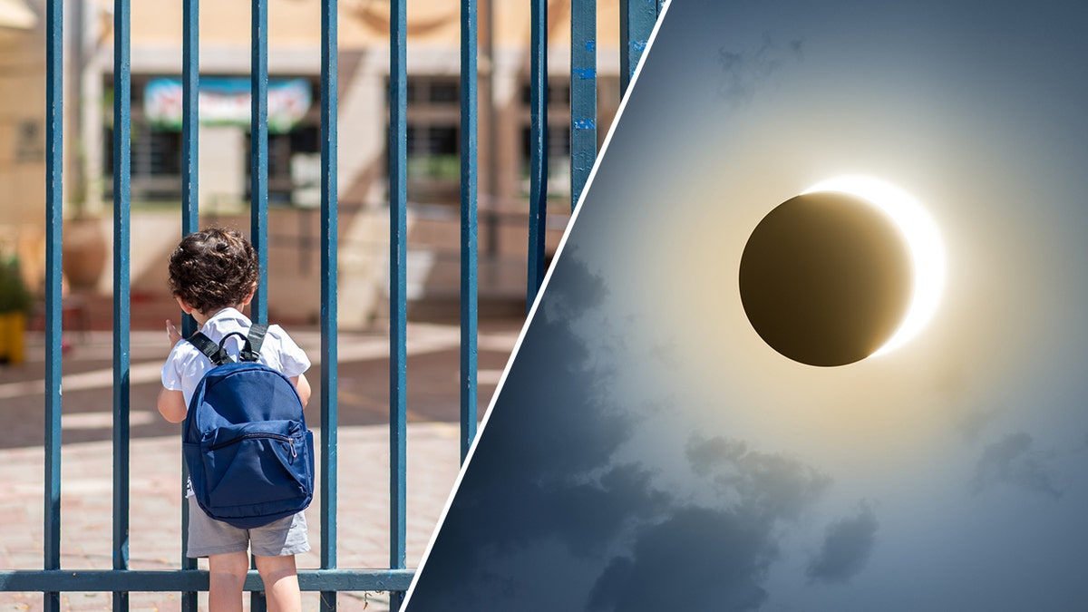 boy astatine closed schoolhouse adjacent to star eclipse