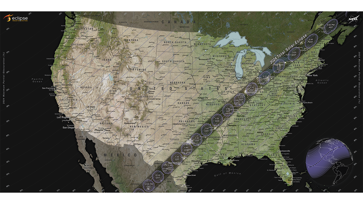 Mapa do eclipse solar da NASA