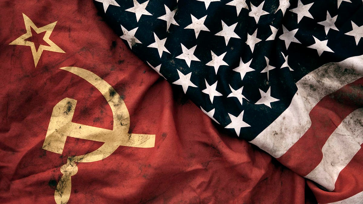 Soviet and American flags