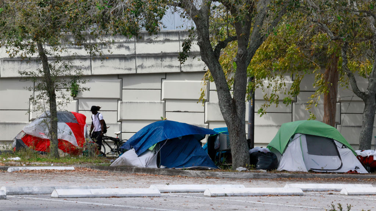 Homeless encampment in Fort Lauderdale, Florida