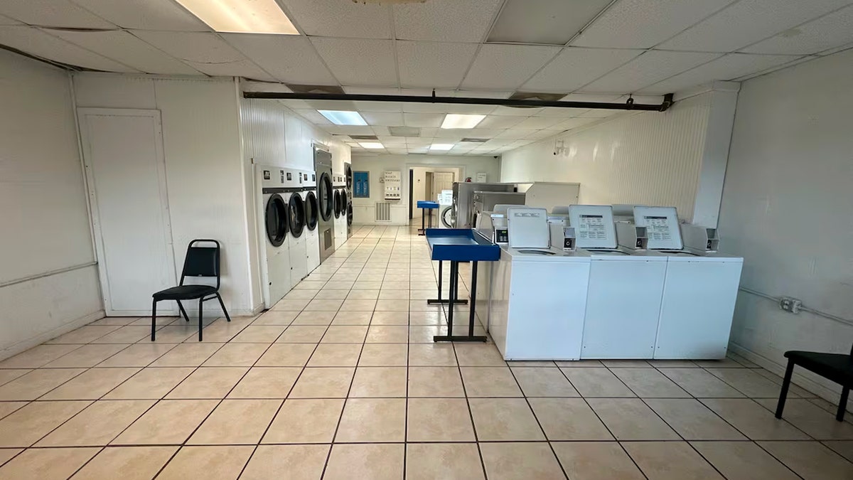 Inside of laundromat